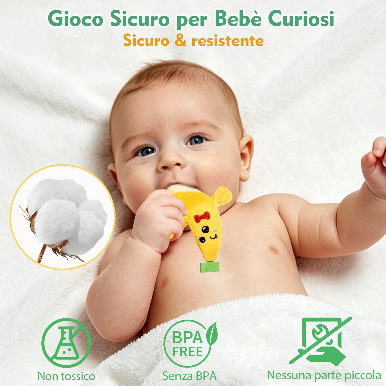 Thumbnail 4 de Tokiyis Giochi Montessori 6-12 Mesi – 16 PCS Frutta Verdura Peluche con Sonaglio e Cestino