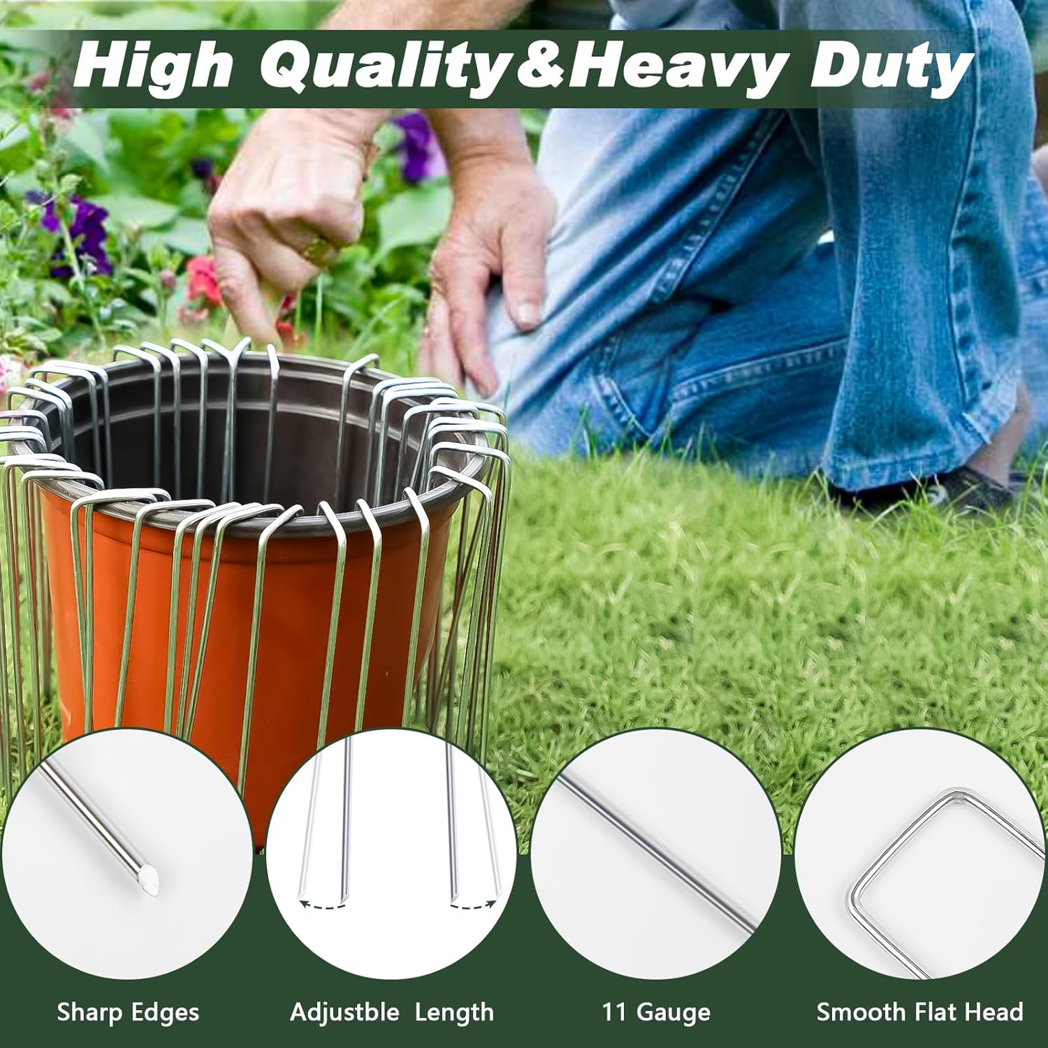 Thumbnail 3 de FEED GARDEN 6 Inch 50 Pack Hot-dip Galvanized Landscape Staples