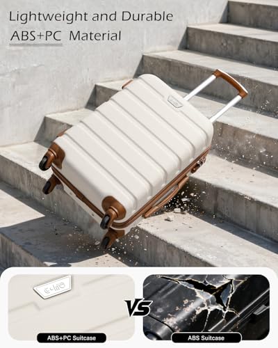 Detalle de COOLIFE 20 Inch Carry On Suitcase for EasyJet – Durable ABS+PC Hard Shell with Smooth 360° Wheels