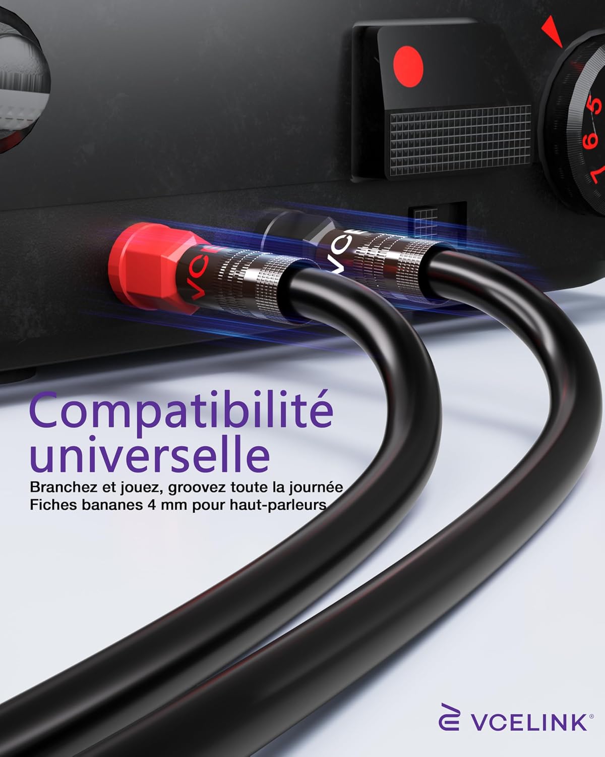 Detalle de VCELINK Fiches Banane Premium Plaquées Or 24K à double vis (8 pièces) – sortie HiFi fiable