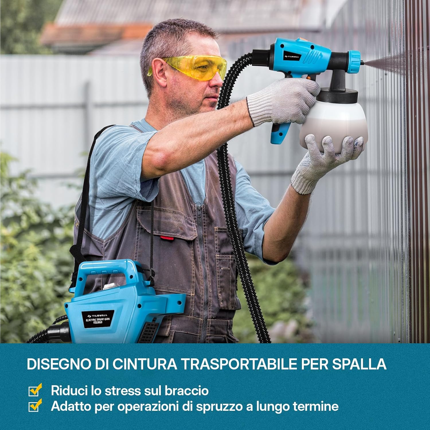 Thumbnail 2 de TILSWALL Pistola a spruzzo HVLP 800W con 3 ugelli e serbatoio 1300 ml