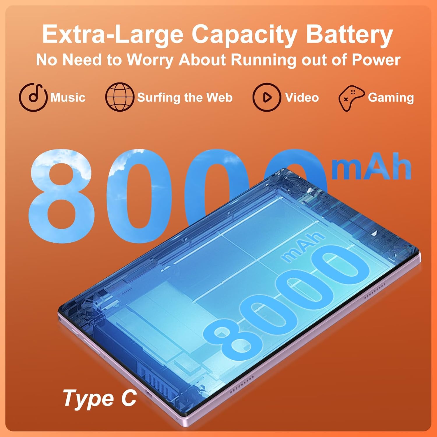 Detalle 2 de JUSYEA 2026 Tablet 10 Inch Android 15 + Gemini AI, 30GB RAM, 128GB ROM, TF 2TB, 8000mAh – Purple (Mouse & Keyboard Set)