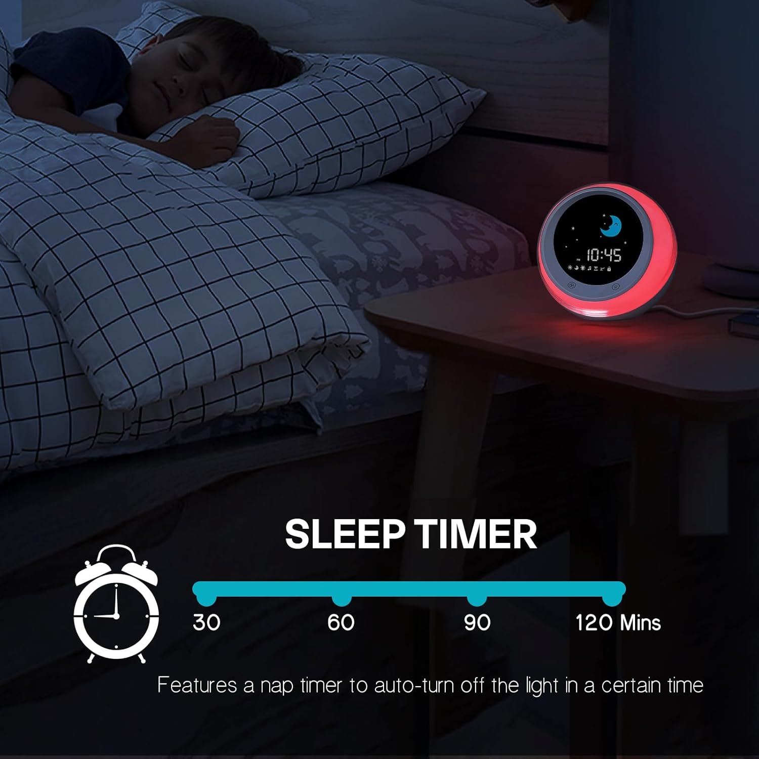 Detalle de iHoo Toddlers Sleep Training Clock: Sun & Moon Wake Clock for 2–9 Years