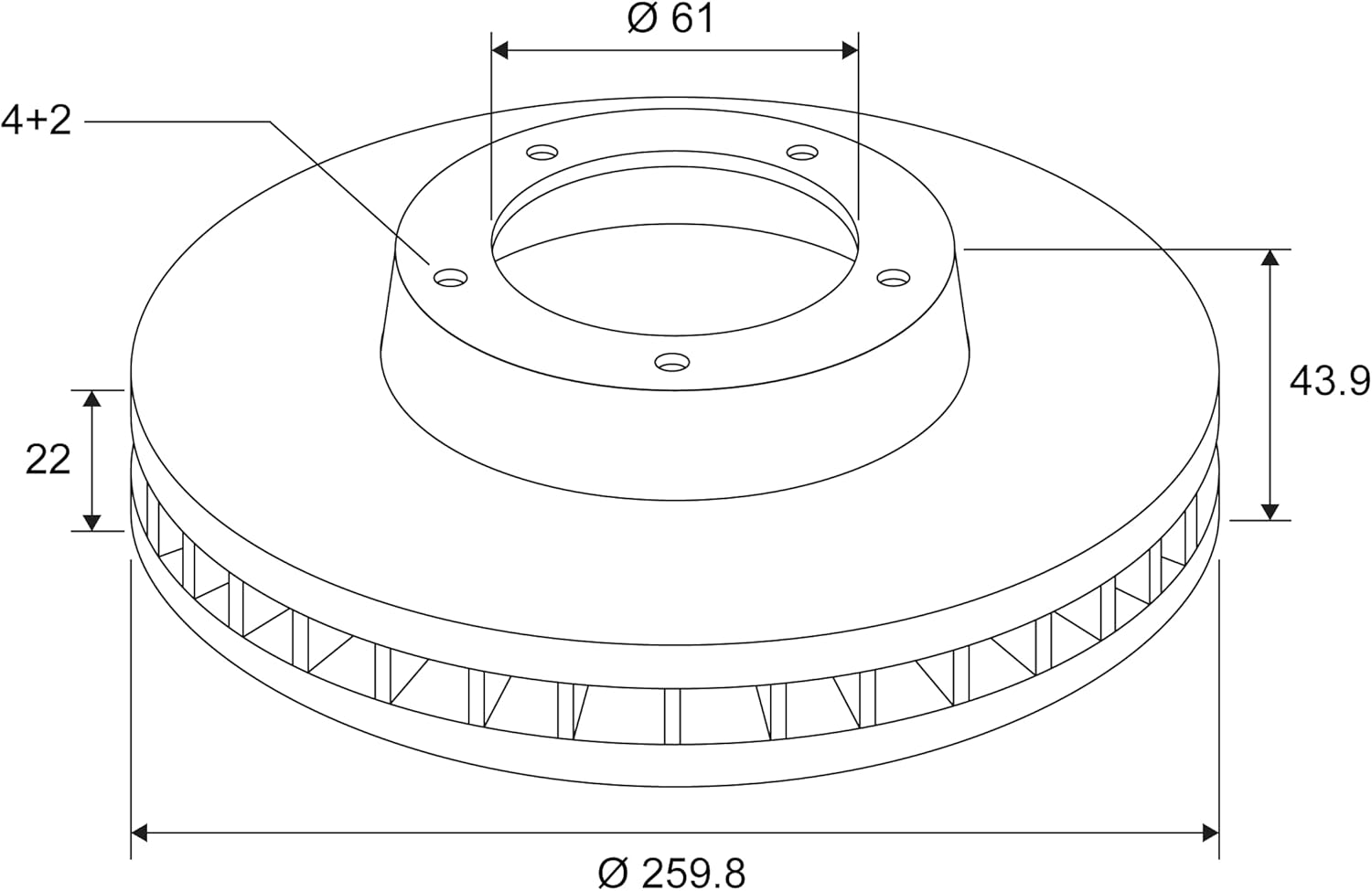 Thumbnail 5 de VALEO 186764 Set dischi freno 2 – Freno anteriore ventilato Ø260 x 22 mm