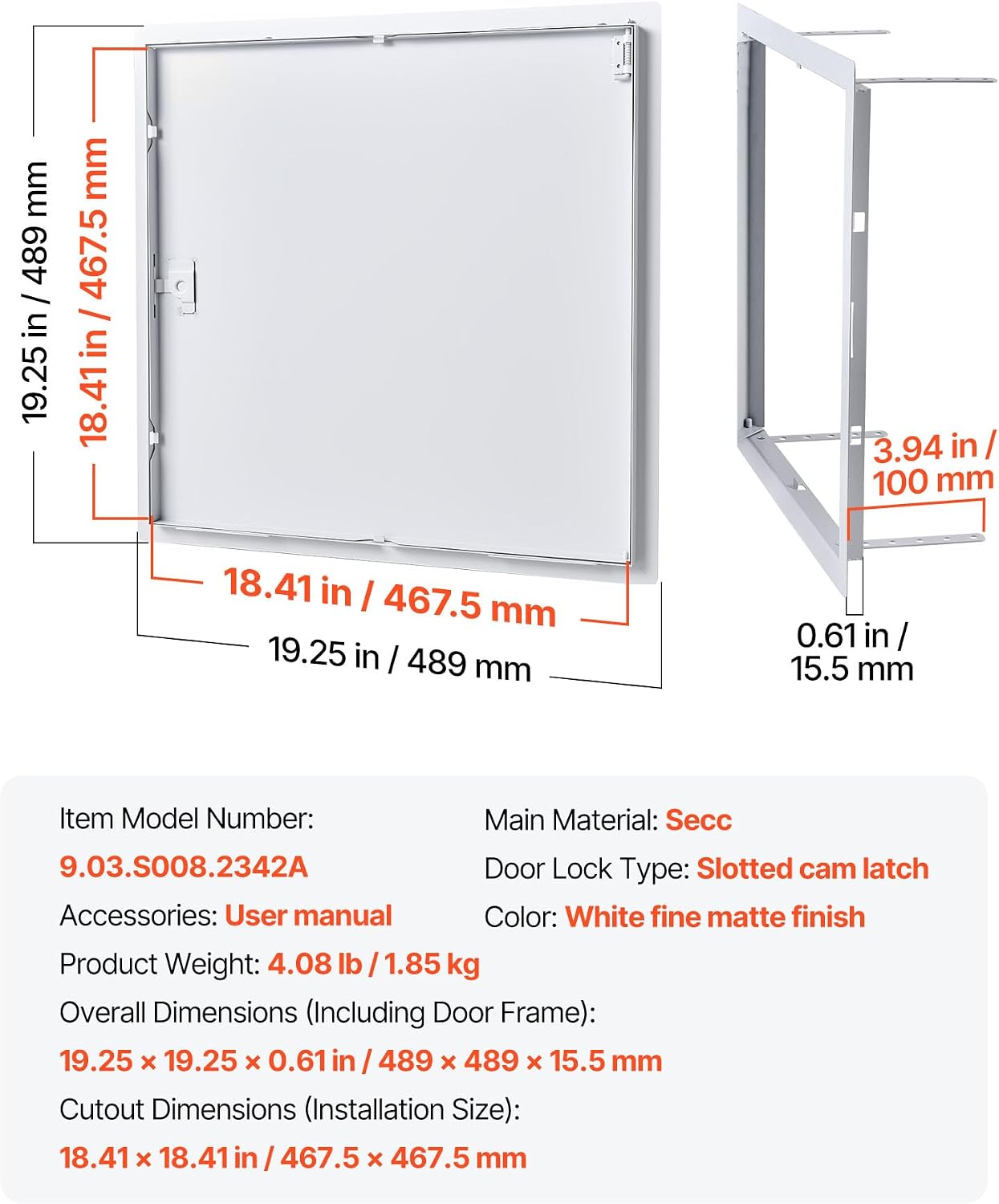 Thumbnail 6 de VEVOR 9.03.S008.2342A Metal Drywall Access Panel, 19.2-Inch Galvanized Steel