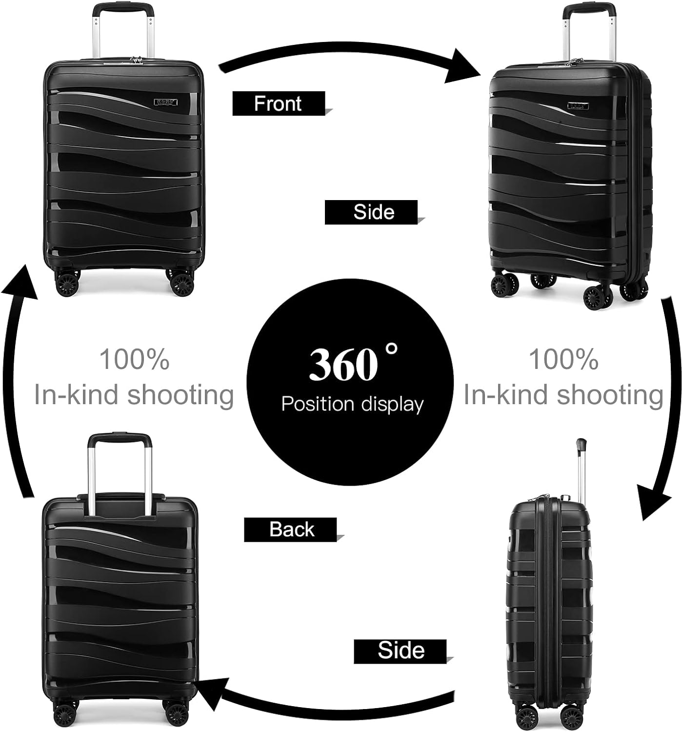 Detalle de Kono Large Check-in Luggage 28 inch – Lightweight Polypropylene Hard Shell with TSA Lock & Spinner Wheels