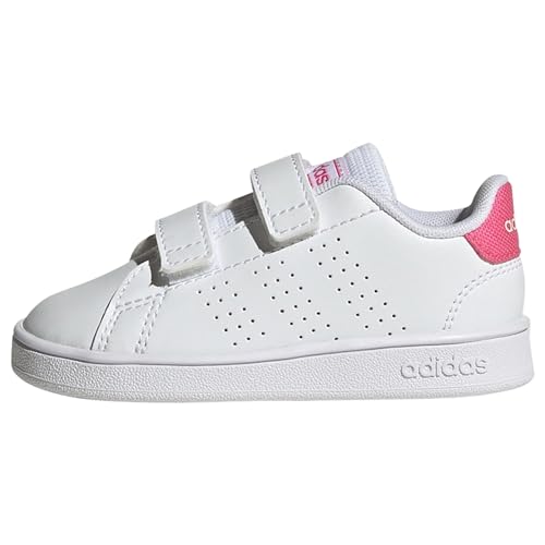 Detalle de adidas Advantage Lifestyle Court Two Hook-And-Loop Shoes para bebé (Cloud White/Real Pink/Core Black), 22 EU