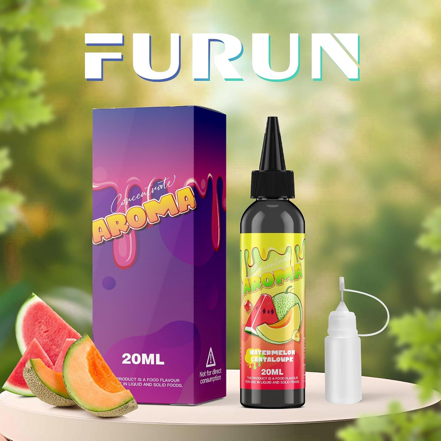 Detalle 2 de FURUN Wassermelone-Honigmelone Aromakonzentrat – hochdosiertes Lebensmittelaroma, 20 ml in 120 ml Flasche