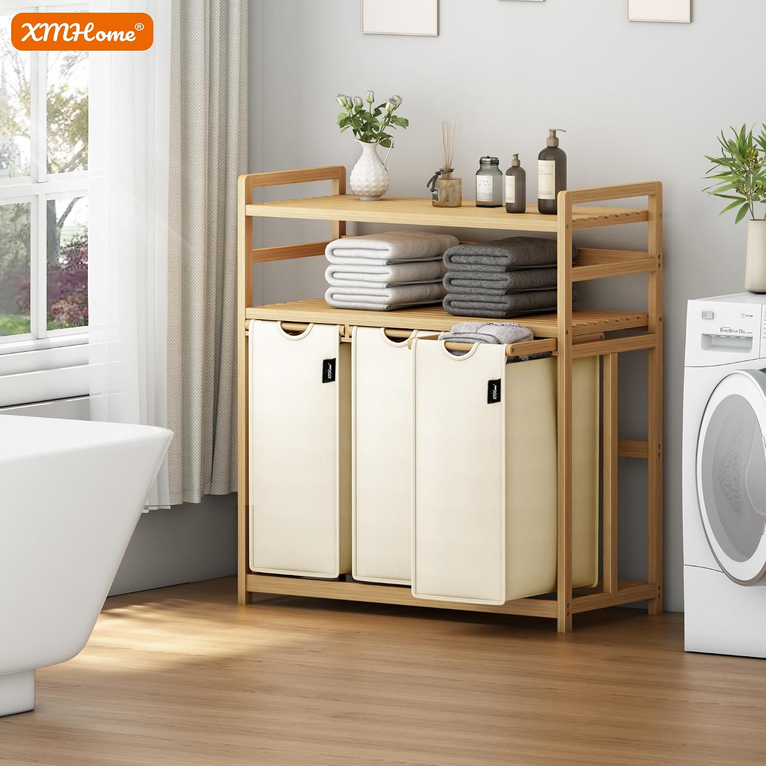 Thumbnail 6 de XMHome Wäschesammler 3 Fächer 149 L Beige