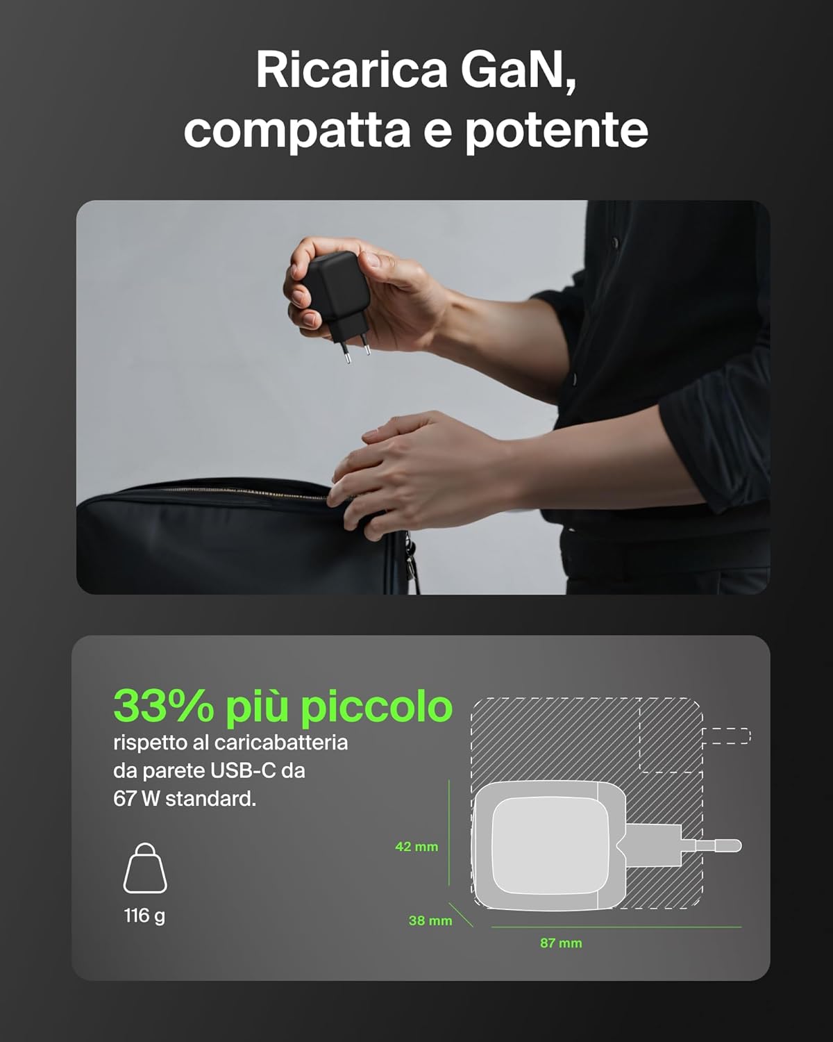 Thumbnail 2 de Belkin SmartProtect Caricatore USB-C a 2 Porte 67W: ricarica GaN rapida per laptop e dispositivi USB-C