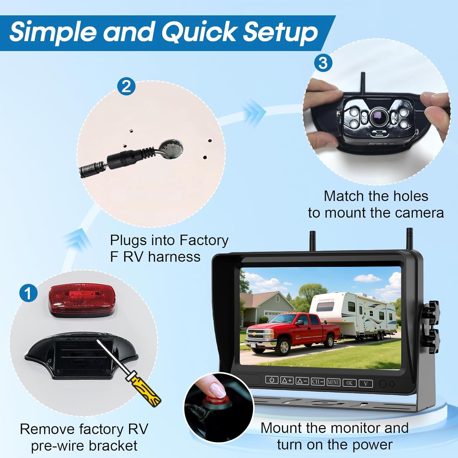 Thumbnail 2 de Y31 7-Inch Wireless Backup Camera HD 1080P