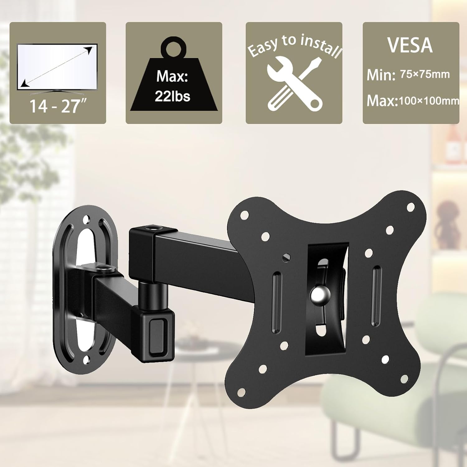 Thumbnail 3 de JXMTSPW Full Motion TV Wall Bracket 14–27in