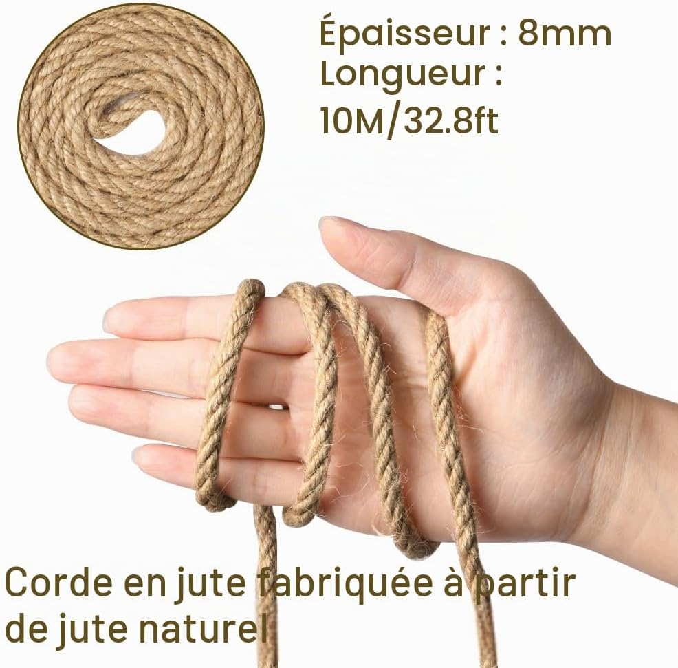 Detalle de vsshe jute touw voor krabpalen, natuurlijk en 4-draads gedraaid