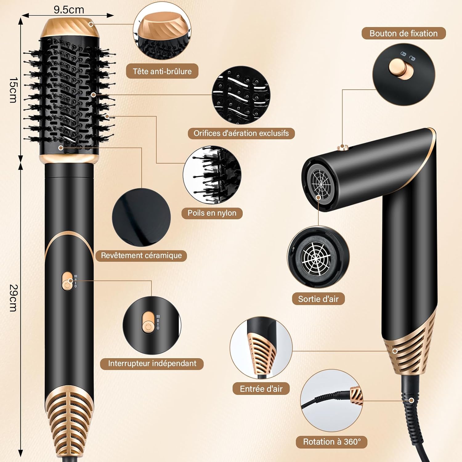 Detalle 1 de OHFAMO Air Styler 6-in-1: föhn, krullen, volume en gladde styling