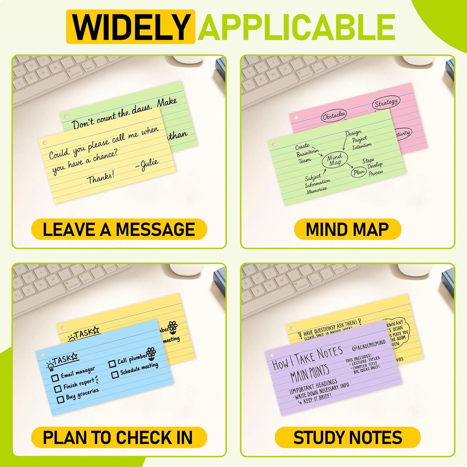 Detalle 2 de Flash Card 300 Pcs Revision Cards with Multicolor Kraft Card and 6 Binder Rings