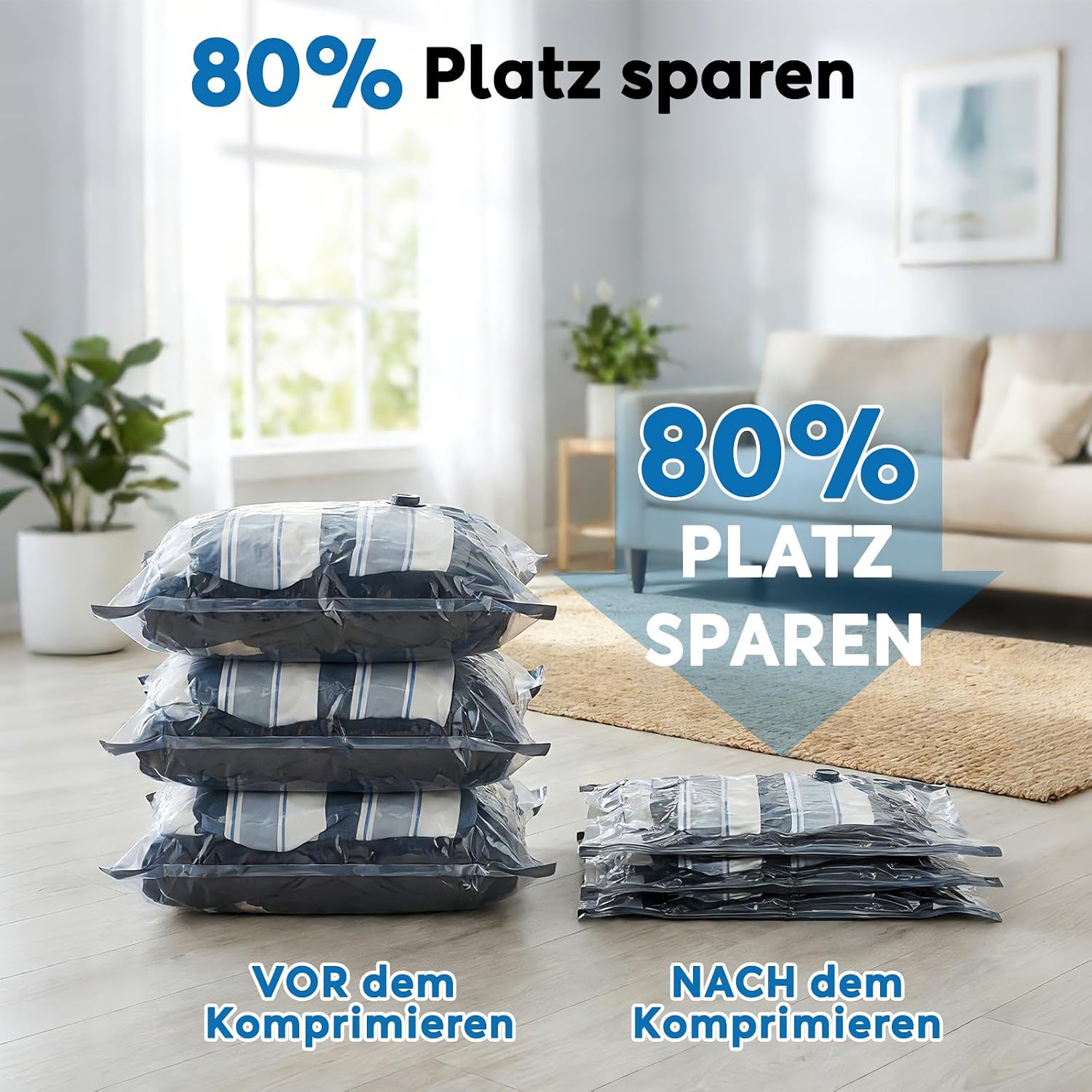 Thumbnail 3 de Reise Vakuumbeutel für Kleidung mit kabelloser Elektropumpe – 15 Stück in drei Größen (40×50, 40×60, 50×60 cm)