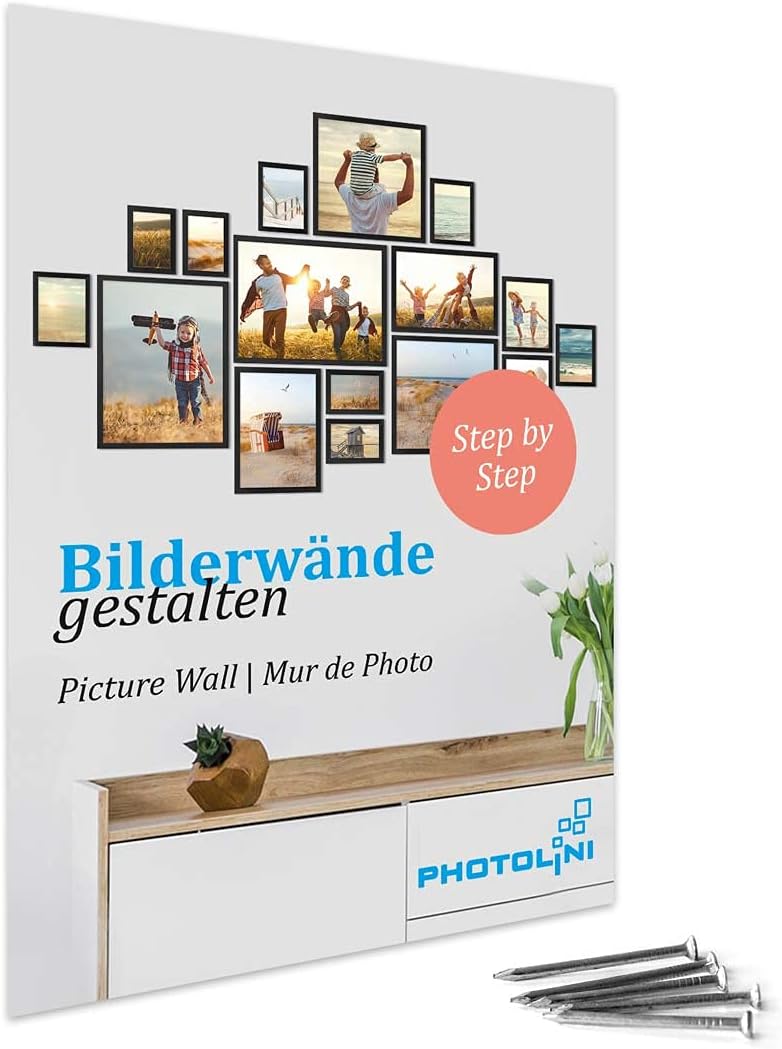 Thumbnail 5 de PHOTOLINI A4 Bilderrahmen aus MDF/Eiche dunkel (21x30 cm, Acrylglas) zum Aufhängen oder Aufstellen