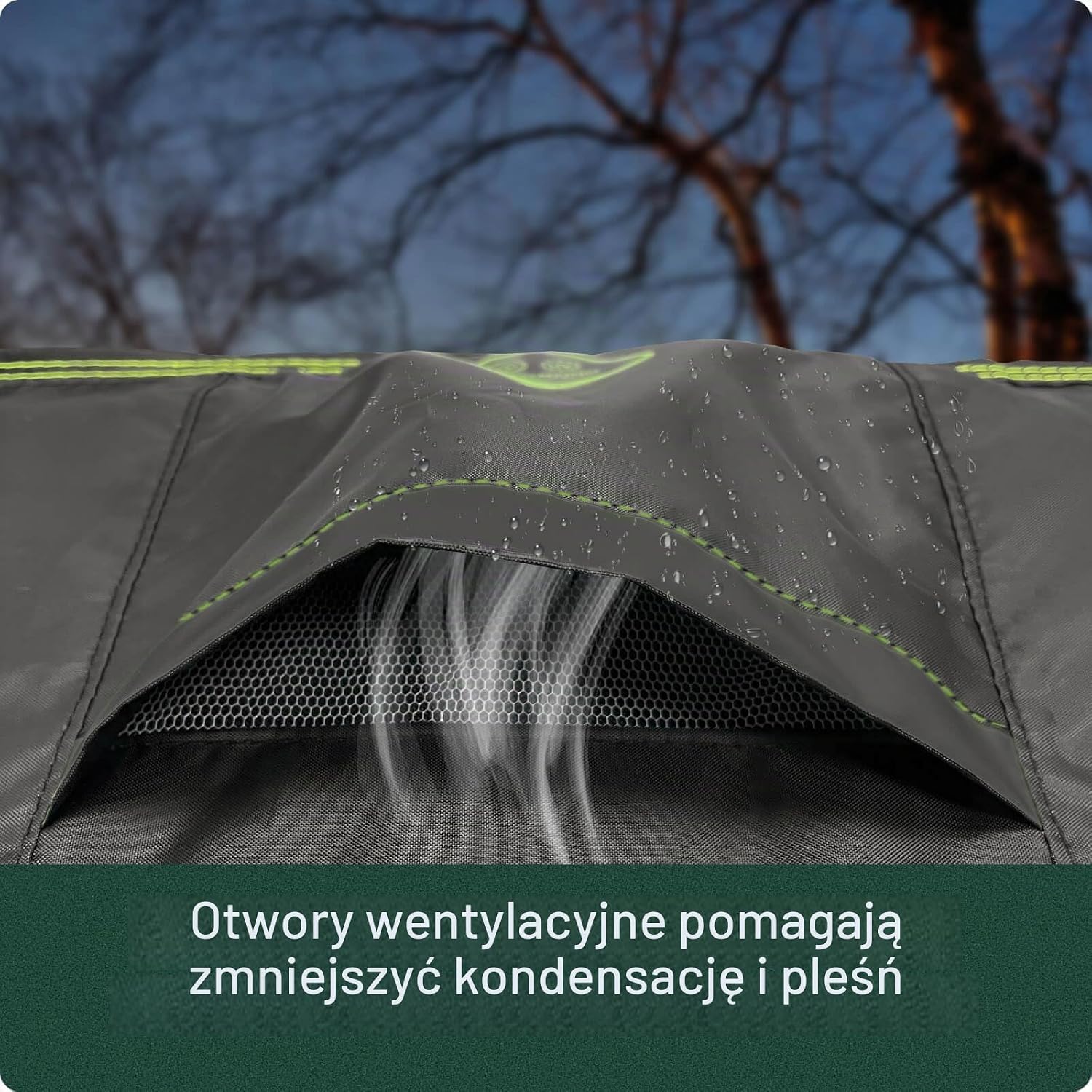 Detalle 2 de AWNIC G19048-3D – okrągły pokrowiec na wyspę słoneczną 420D Oxford, 190 × 190 × 90 cm