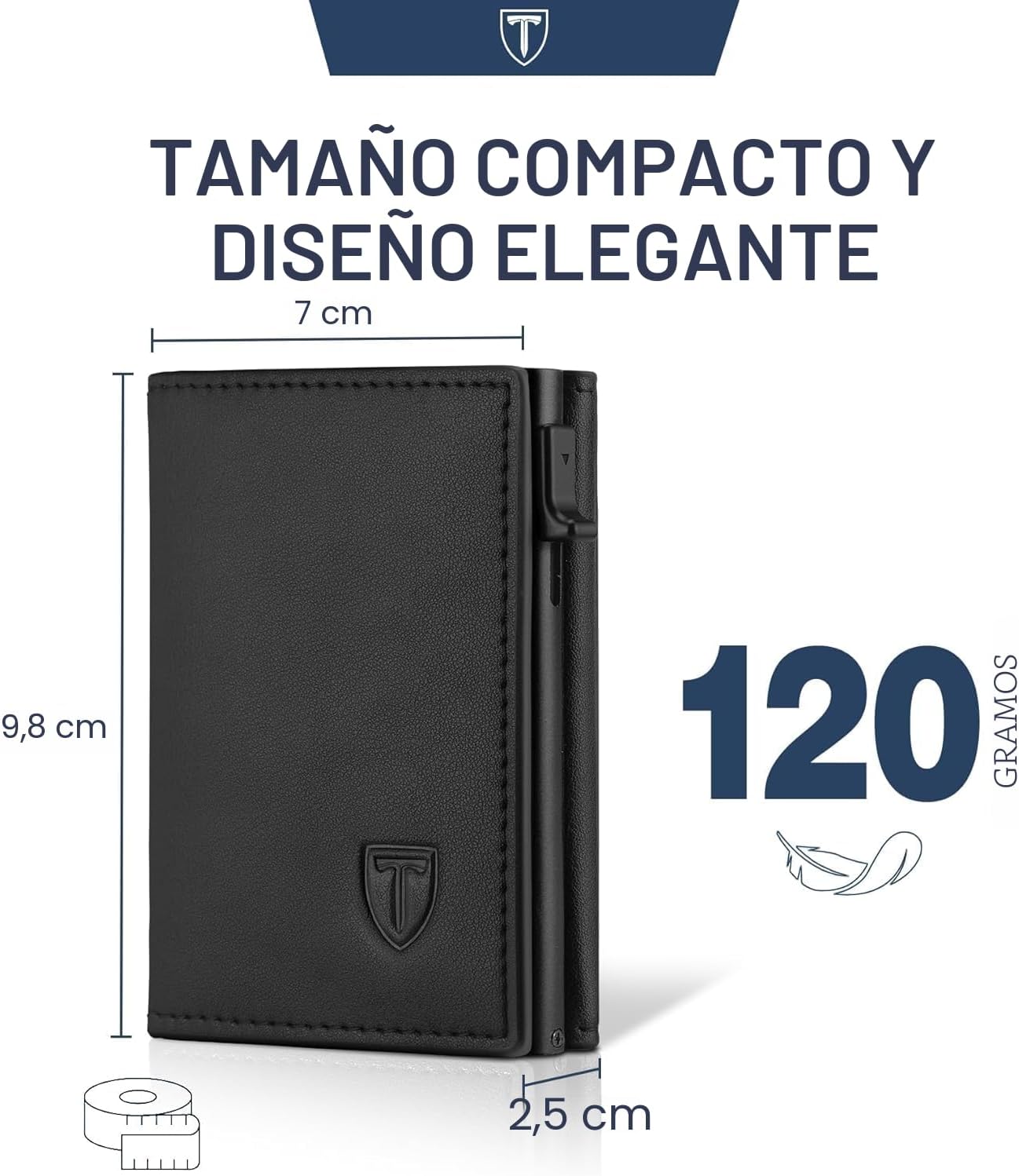Detalle de TEEHON Cartera Hombre de Cuero con Bloqueo RFID y Tarjetero Emergent