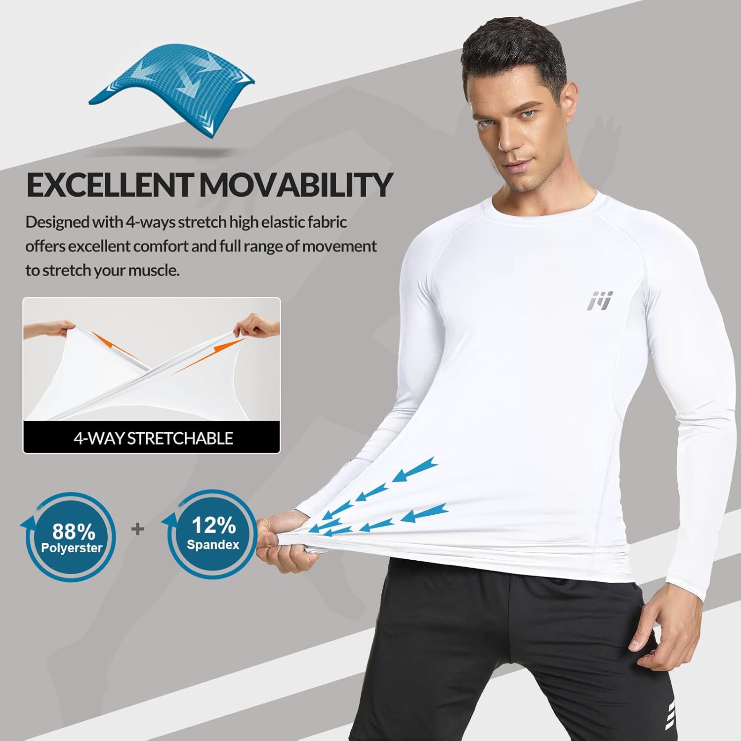 Thumbnail 2 de MEETWEE Maglietta Compressione Uomo – maniche lunghe/corte, traspirante e versatile per palestra, running e ciclismo