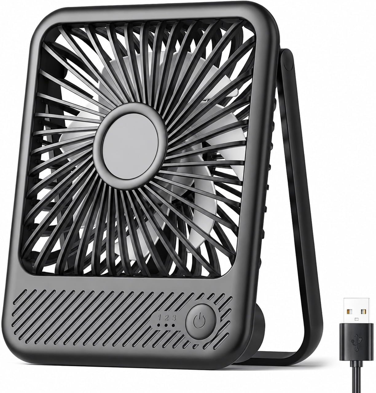 Detalle de Koonie F491 5-Inch USB-C Desk Fan, 3 Speeds, 180° Tilt, Quiet