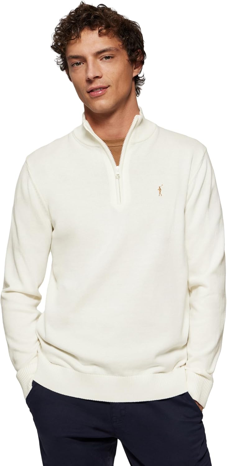 Detalle de Polo Club maglione uomo con zip 100% cotone