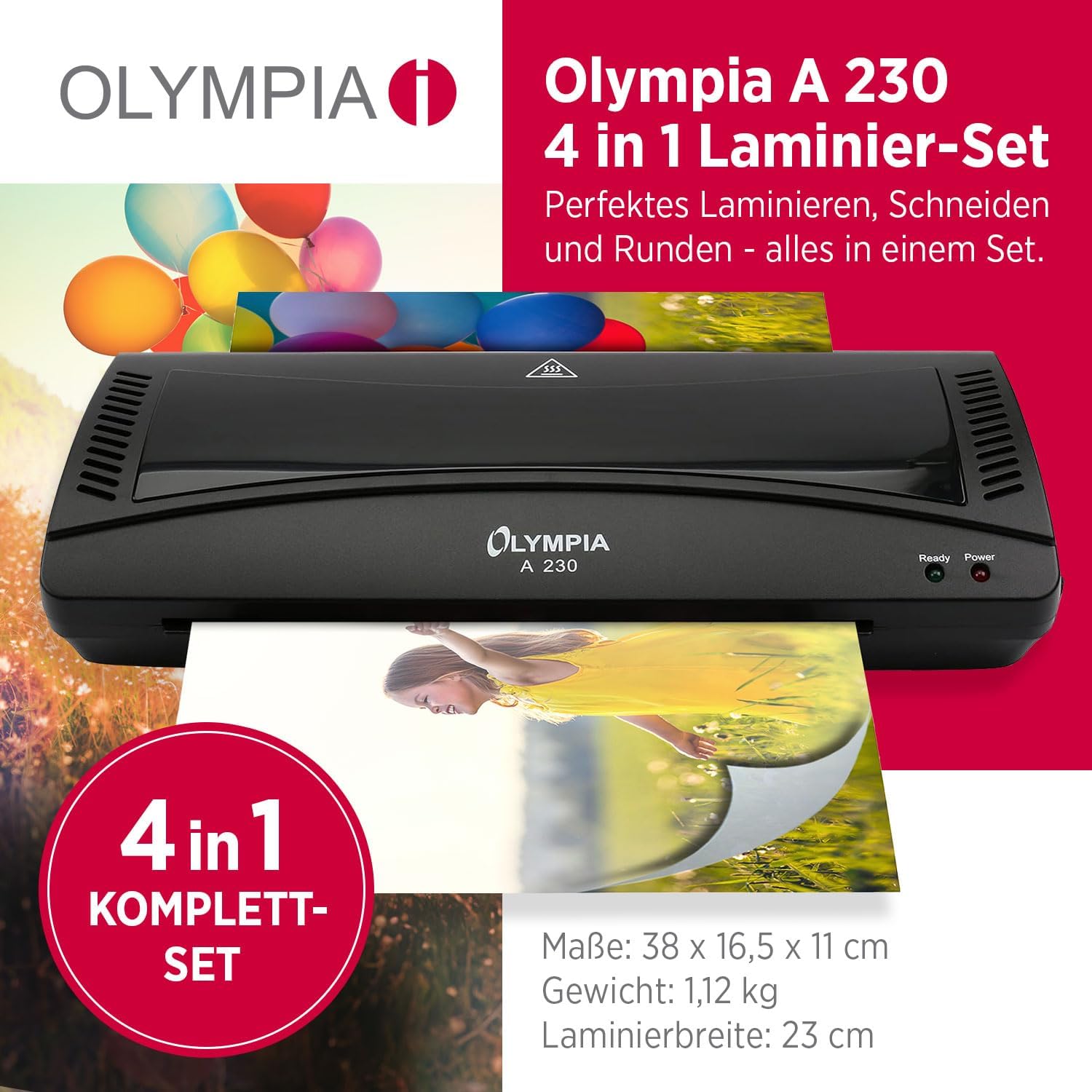Detalle de Olympia A230 4 en 1 : plastifieuse A4 compacte avec arrondisseur et coupe-papier