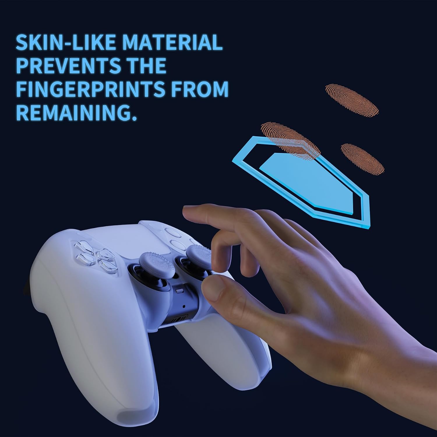 Detalle de Playvital Pure Series Dockable anti-slip silicone cover skin for PS5 controller (clear white)