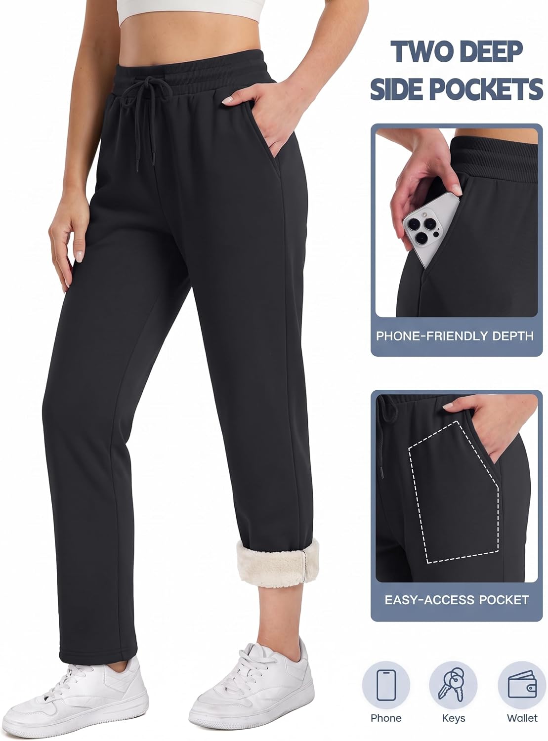 Thumbnail 3 de TACVASEN Women's Fleece-Lined Sweatpants with Sherpa Lining and Pockets
