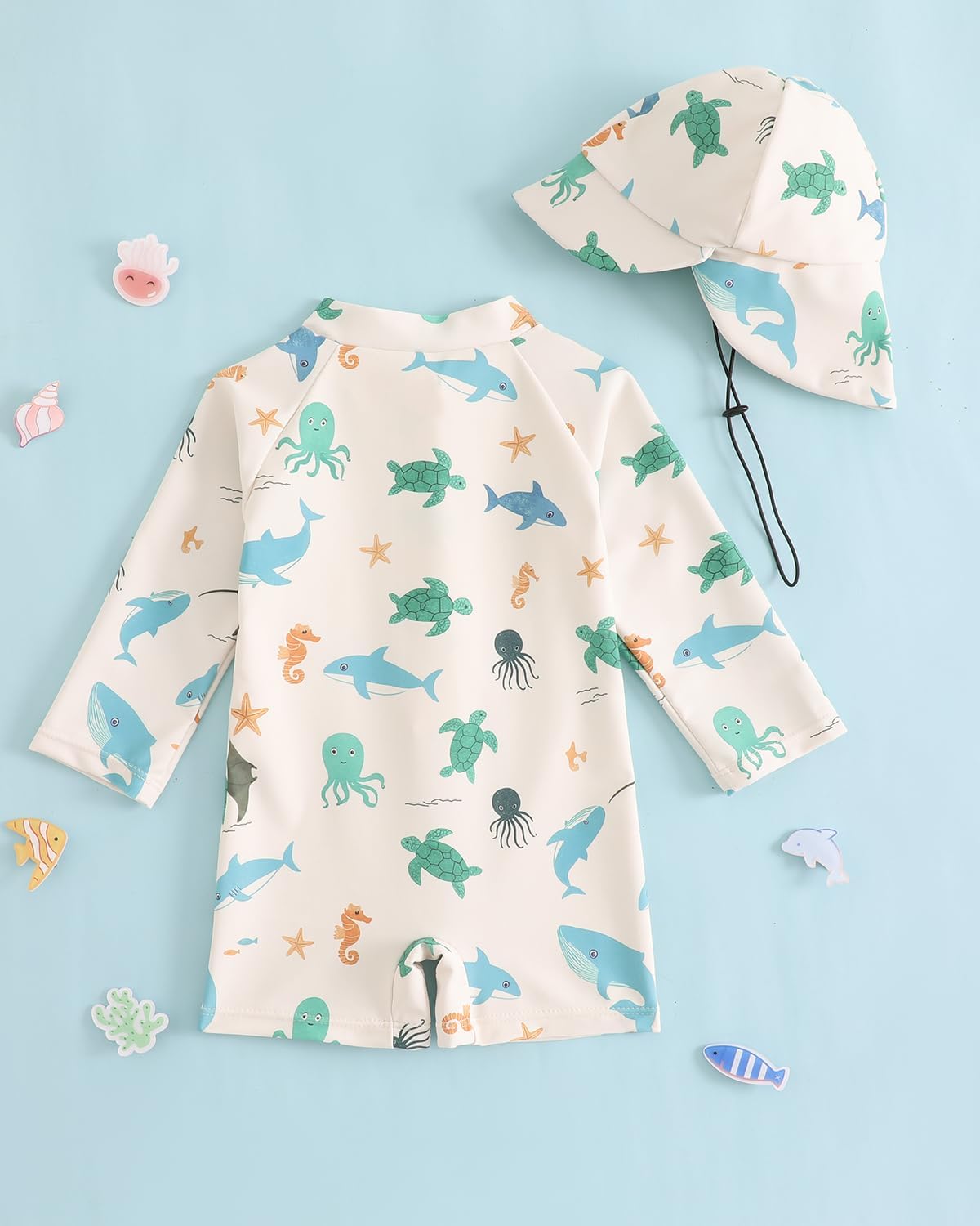 Thumbnail 4 de Baby Swimsuit Rash Vest Set (UPF 50+) with Hat, Long Sleeve 0M–3T – Unisex Infant Swimwear