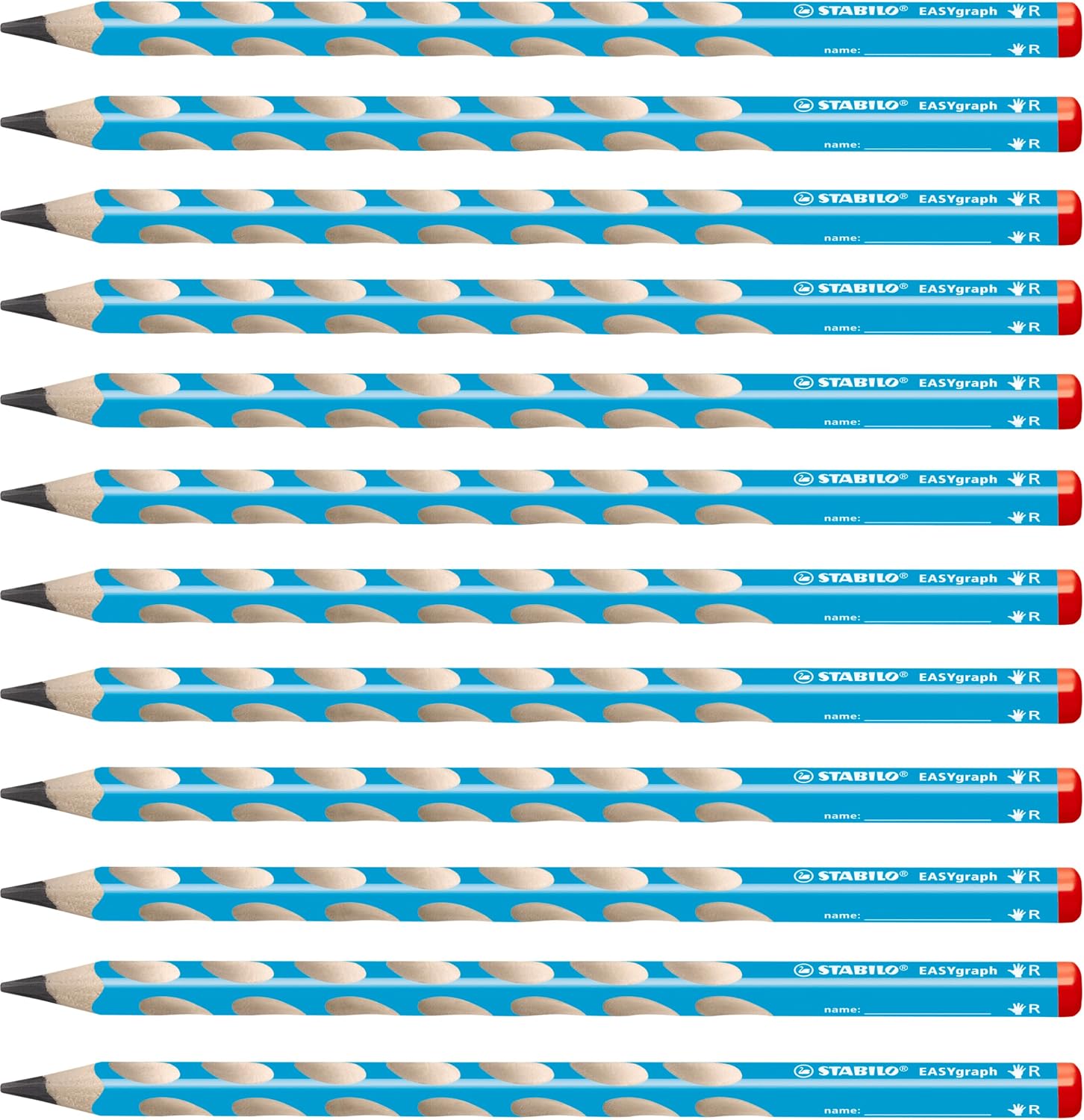 STABILO EASYgraph Dreikant-Bleistift HB – Blau, 12er Pack, Rechts- und Linkshänder