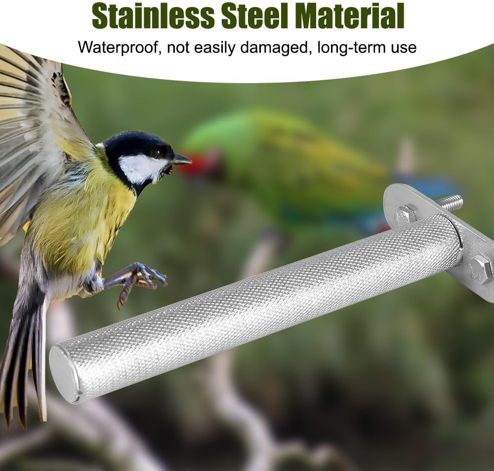 Detalle 2 de Bird Stainless Steel Perch for Parrots and Budgies: Durable Nail and Beak Grooming Stand
