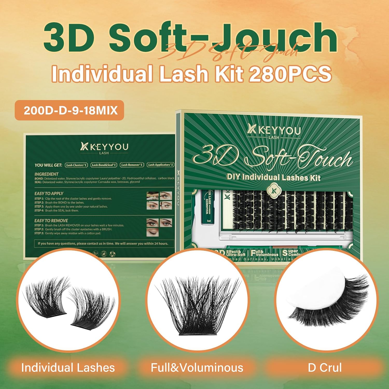 Detalle de KEYYOU Lash Cluster Kit 9–18 Mix