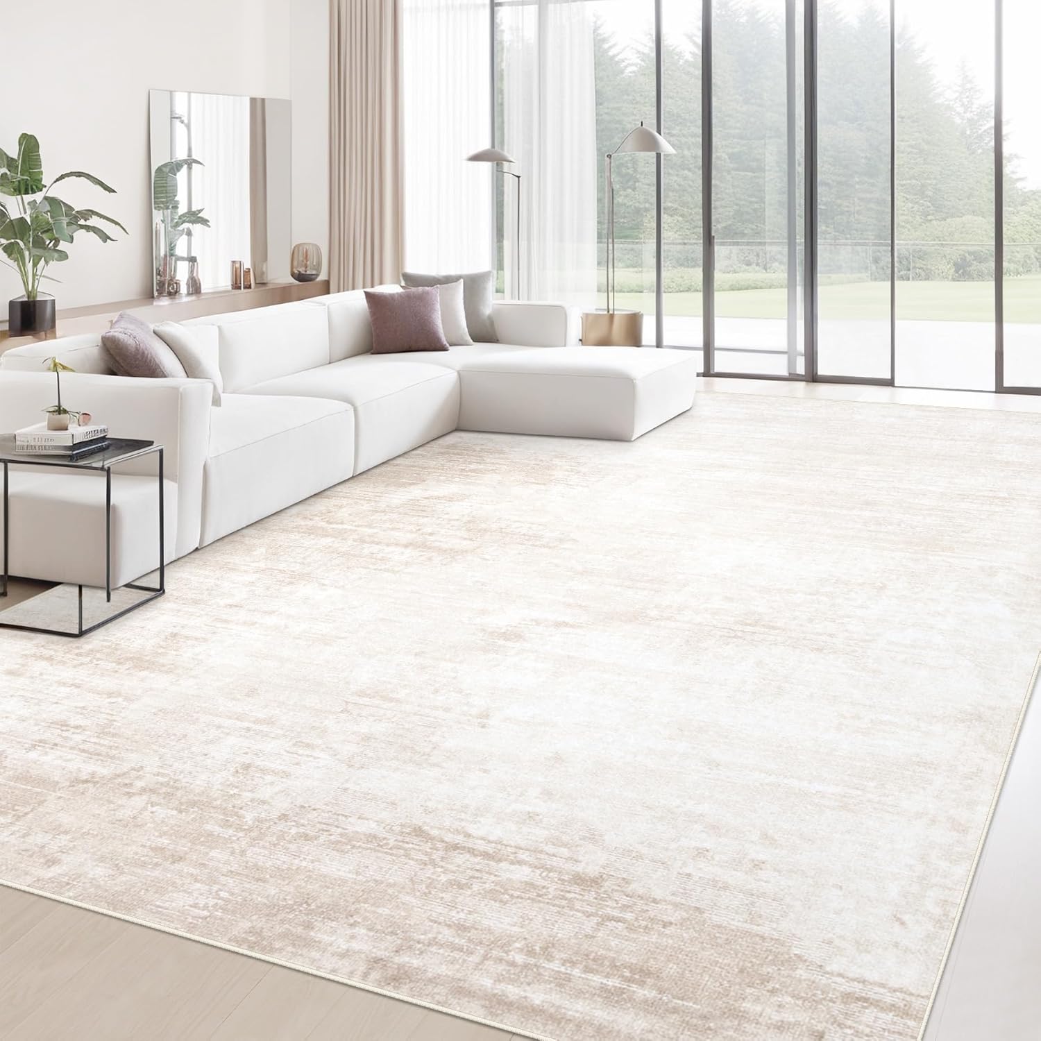 Area Rugs 9'x12' Washable Neutral Living Room Rug 🏠