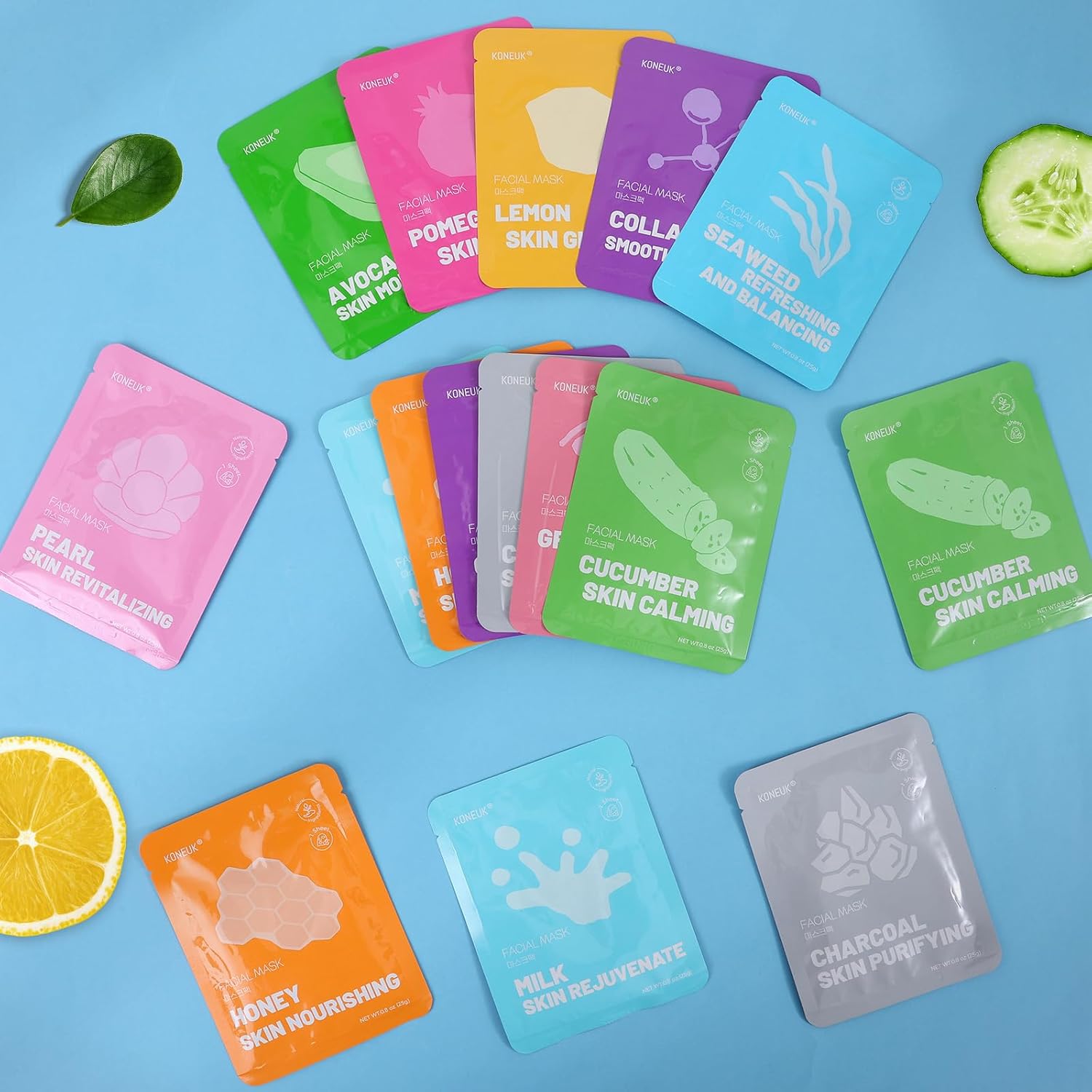 Thumbnail 6 de KONEUK 72-Pack Collagen Sheet Face Masks, 12 Varieties for Hydrating Skincare