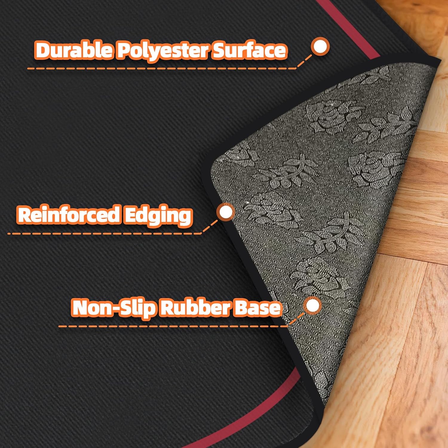 Thumbnail 3 de IBVIVIC Drum Mat, 4 x 5.3Ft, Non-Slip Rubber Backing, Red Border