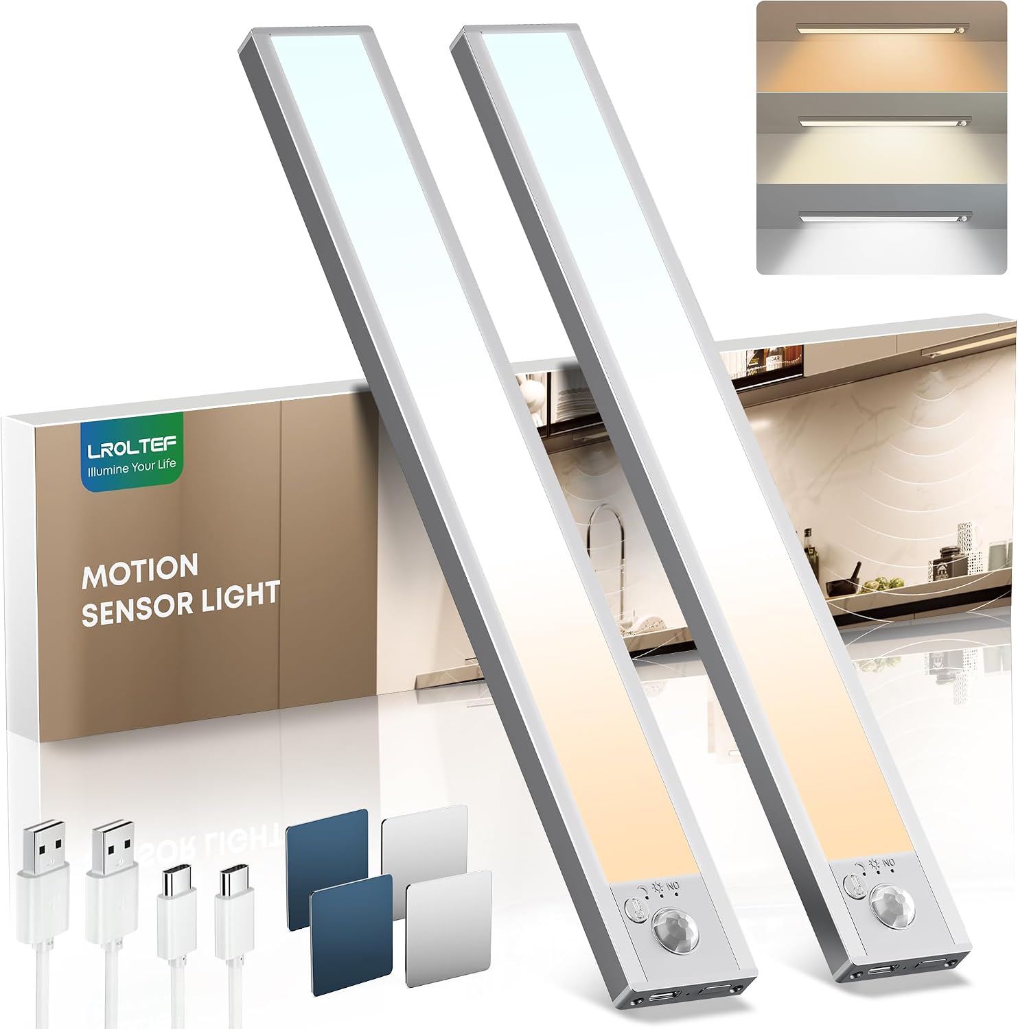 Thumbnail 6 de LROLTEF L1 Luce LED sottopensile 30 cm con sensore di movimento, 3 temperature colore e dimmer (3 pezzi)