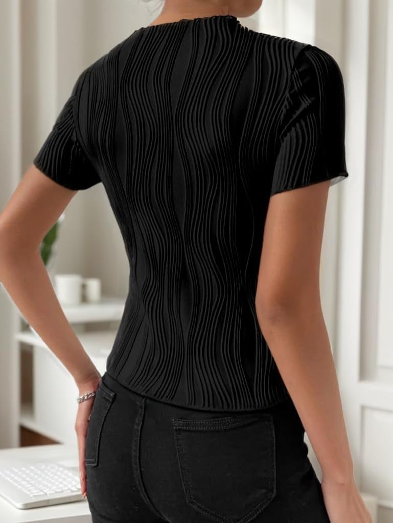Thumbnail 2 de GLEENOD Damen T-Shirt Rundhalsausschnitt Y2K Modernes Oberteil