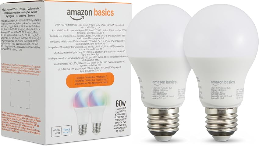 Detalle de Amazon Basics Smart Bombilla LED multicolor E27 8W