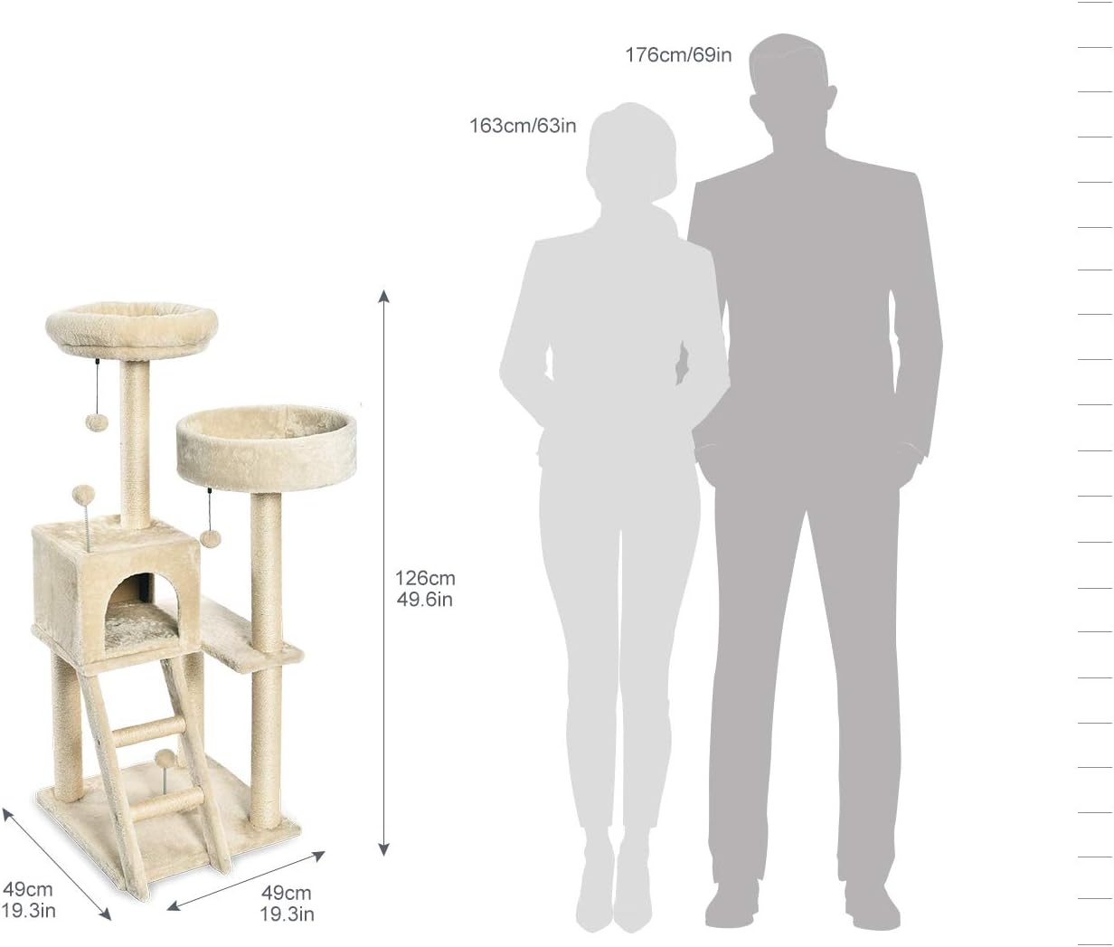 Detalle 2 de Amazon Basics Rascador para Gatos 127 cm, grande 🐱