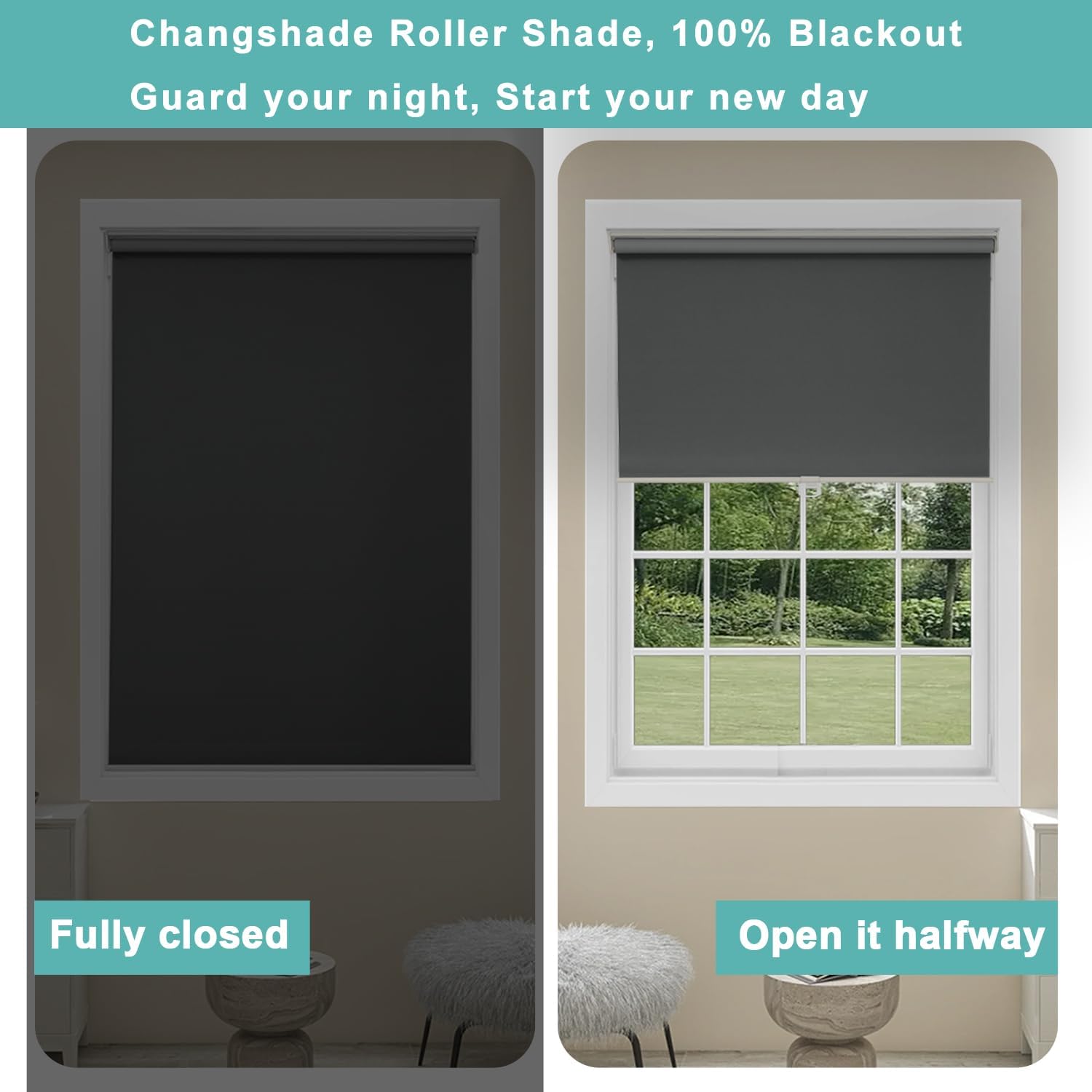 Detalle 2 de Changshade Blackout Roller Shade, 39" x 72
