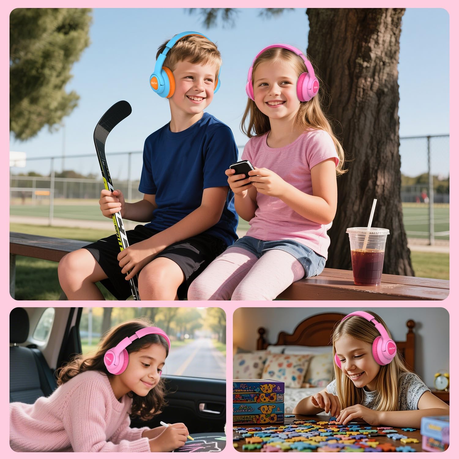 Thumbnail 5 de VibeTune Kids Bluetooth Headphones (Pink) with up to 60H playtime, volume limited 85/94dB and Bluetooth 5.4