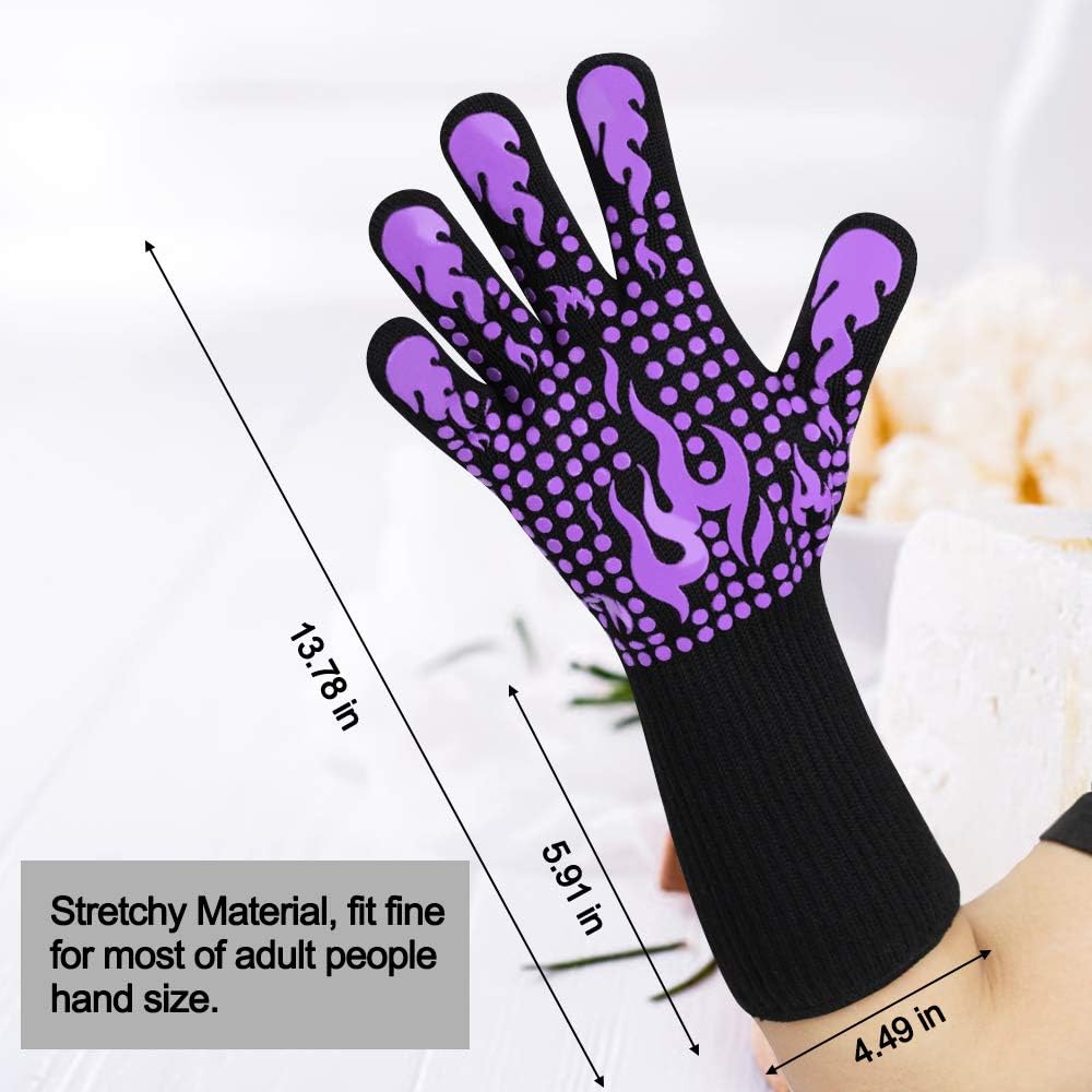 Detalle de Comsmart BBQ Gloves, 1472°F Silicone Grilling Gloves, Non-Slip, 2-Piece Set
