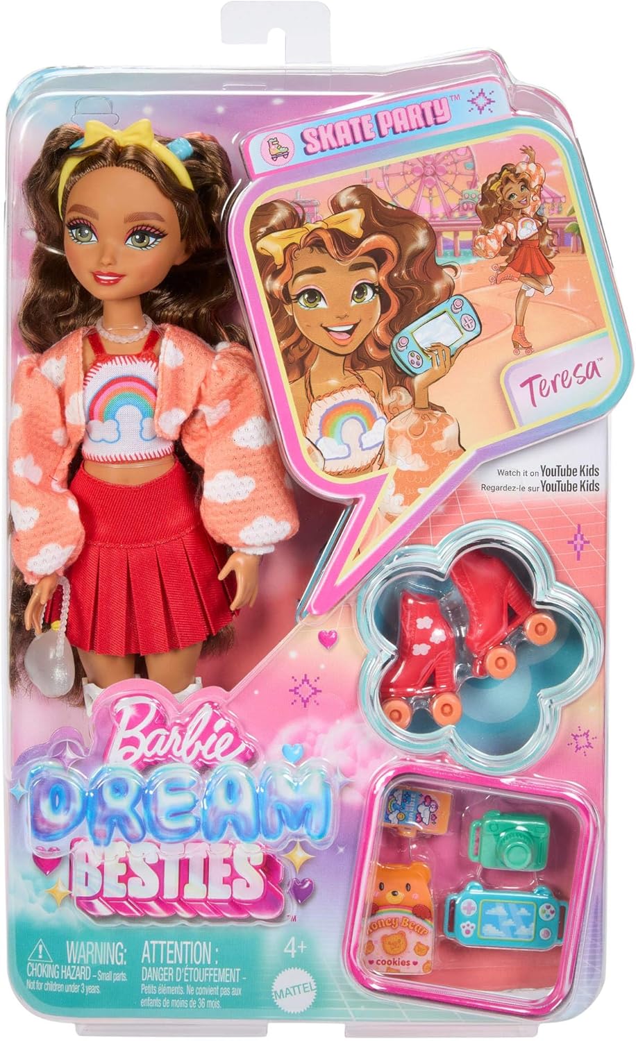 Thumbnail 5 de Barbie Dream Besties Puppe Teresa Rollschuh-Modepuppe mit Accessoires – JFX98