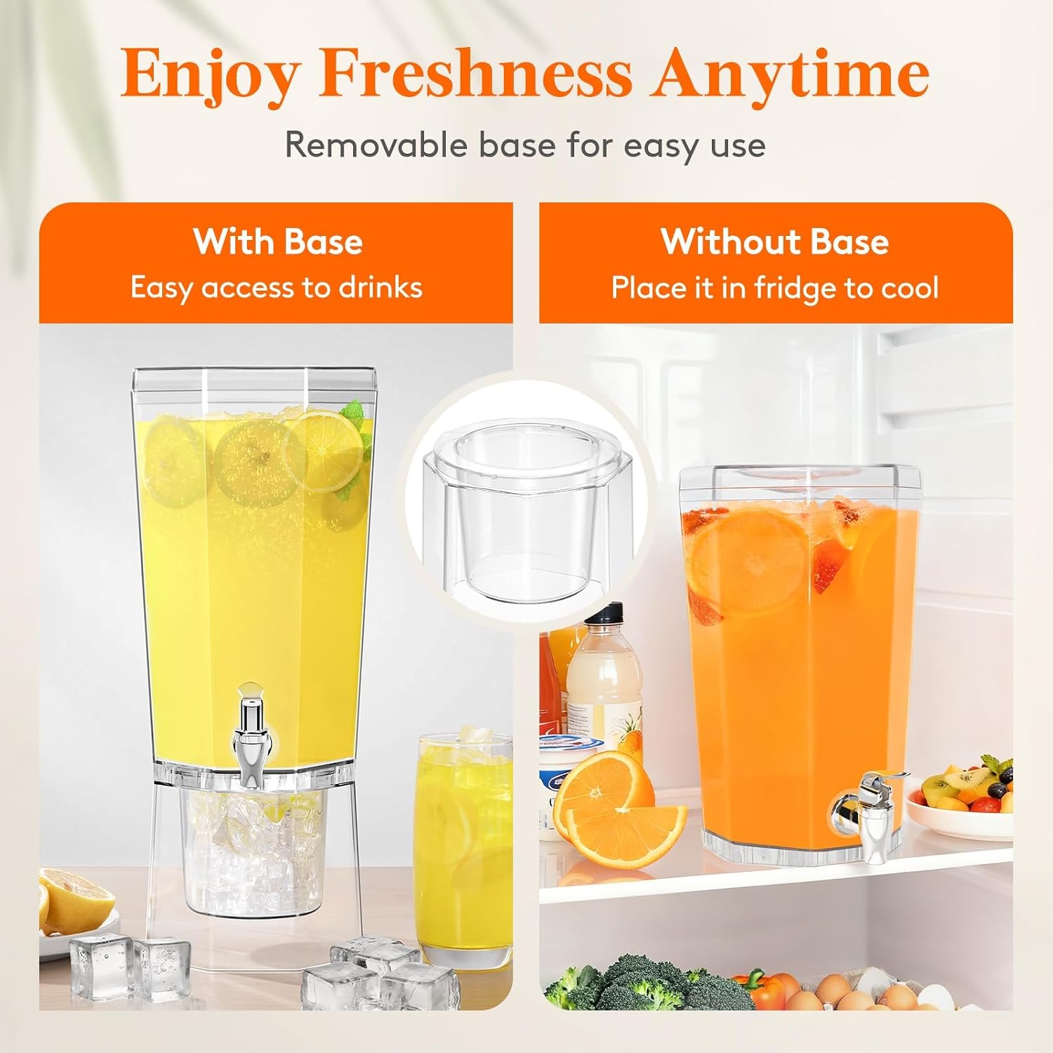 Detalle de Lifewit Distributeur de boisson 4 L avec robinet (lot de 2) pour cocktails glacés