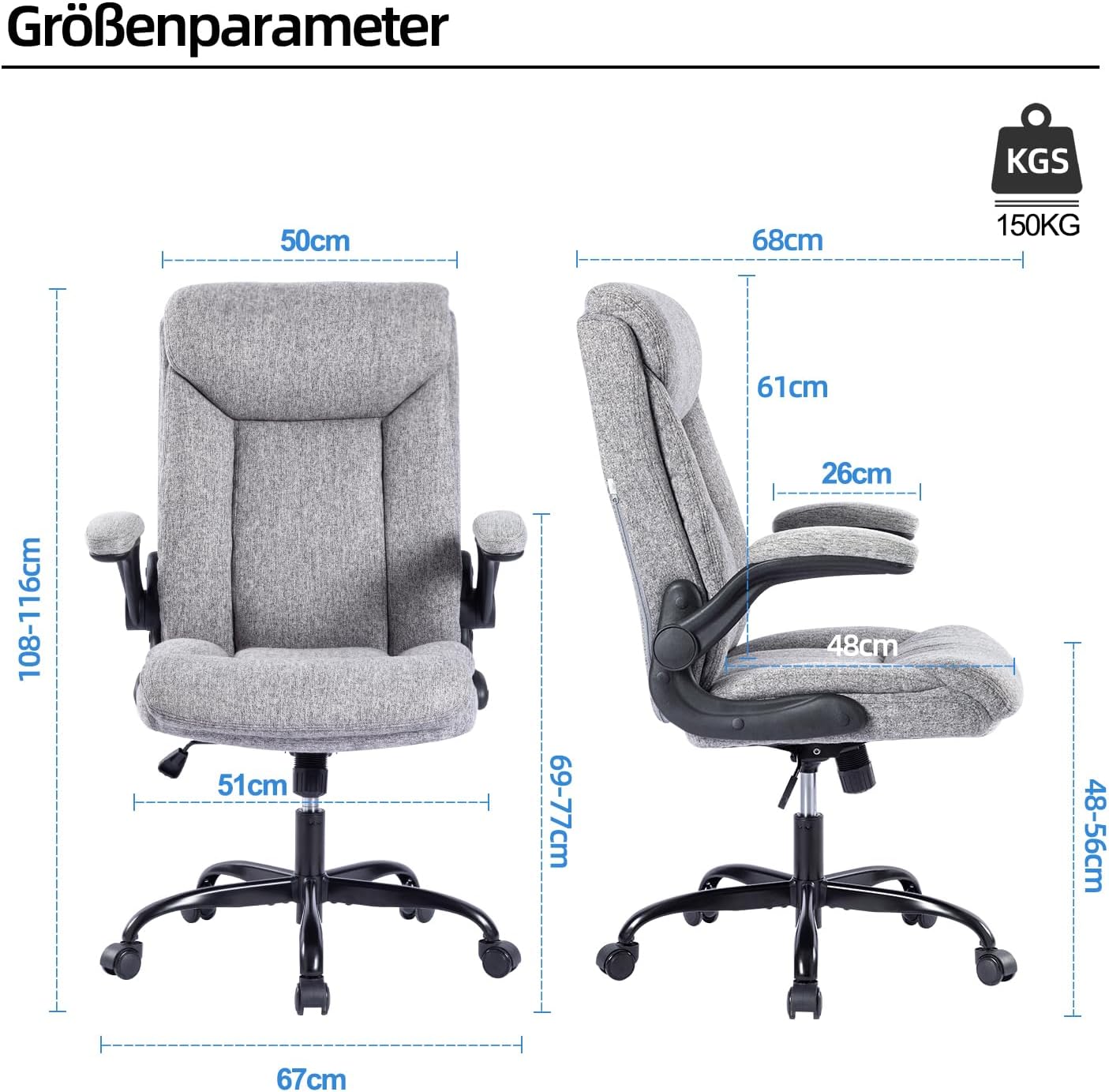 Detalle de MZLEE Ergonomischer Bürostuhl 150 kg