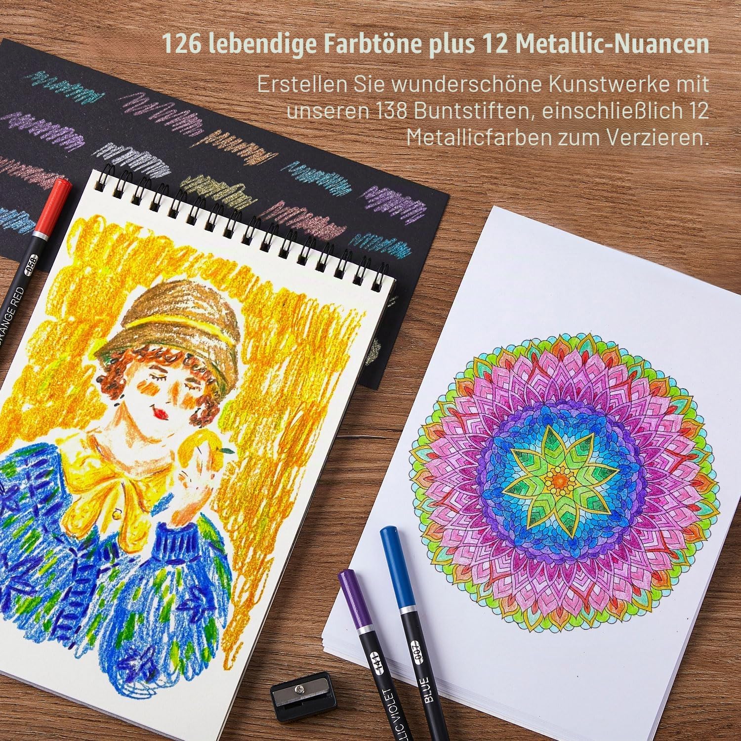 Thumbnail 4 de Shuttle Art 138 professionelles Buntstifte-Set (138 Farbstifte) inkl. Malbuch, Skizzenbuch, Zubehör