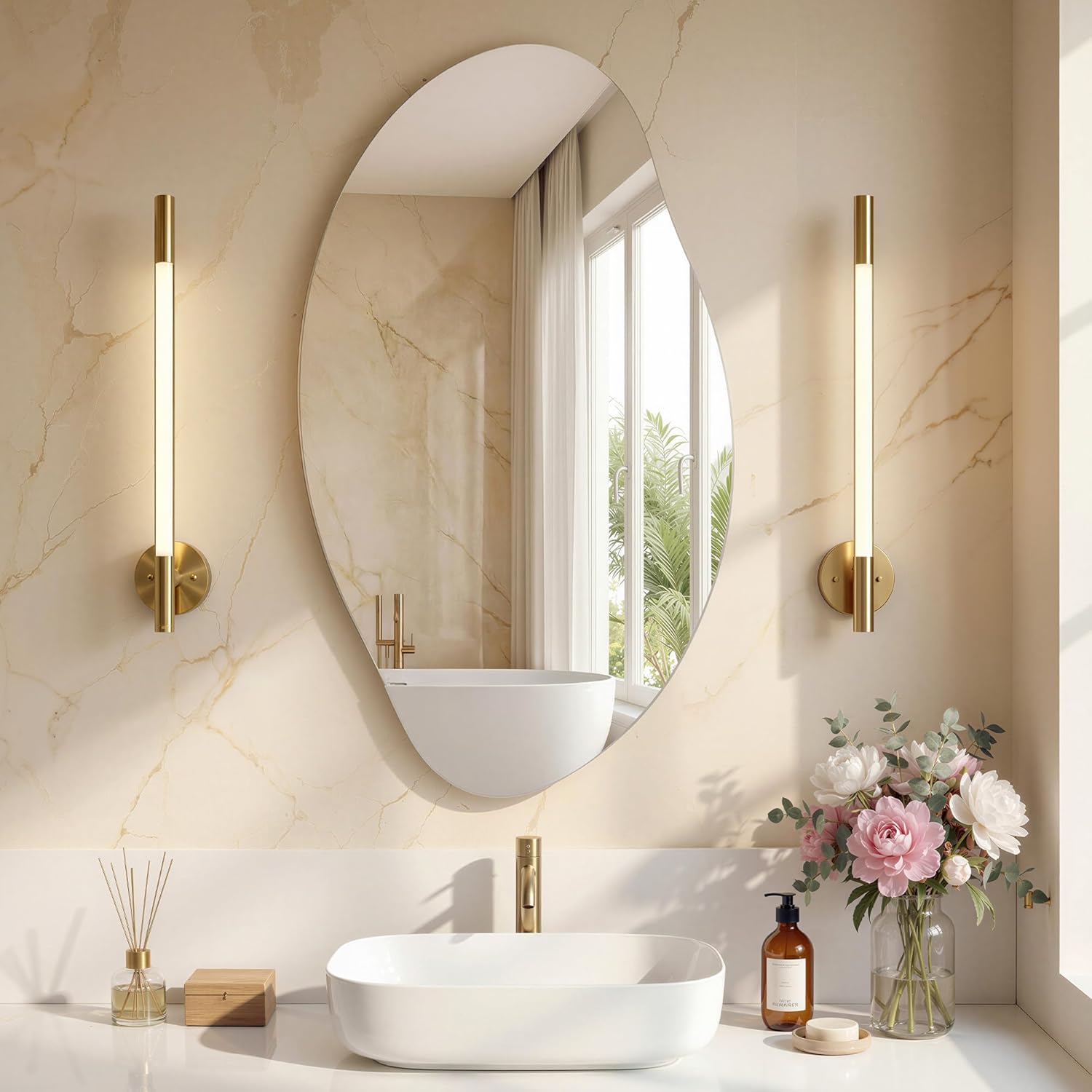 Thumbnail 6 de Miroir mural SONGMICS en forme de pétale asymétrique LWM020BD01, 60 x 45 cm