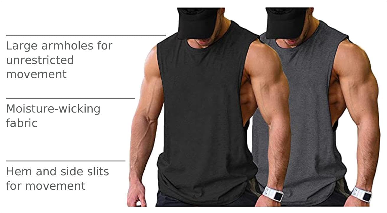 Detalle 2 de COOFANDY Men Workout Tank Top 2-Pack 🏋