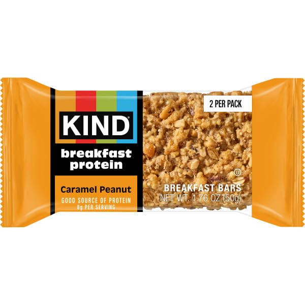 Detalle 1 de KIND Breakfast Caramel Peanut Protein Bars, Gluten-Free, 30 Two-Bar Packs